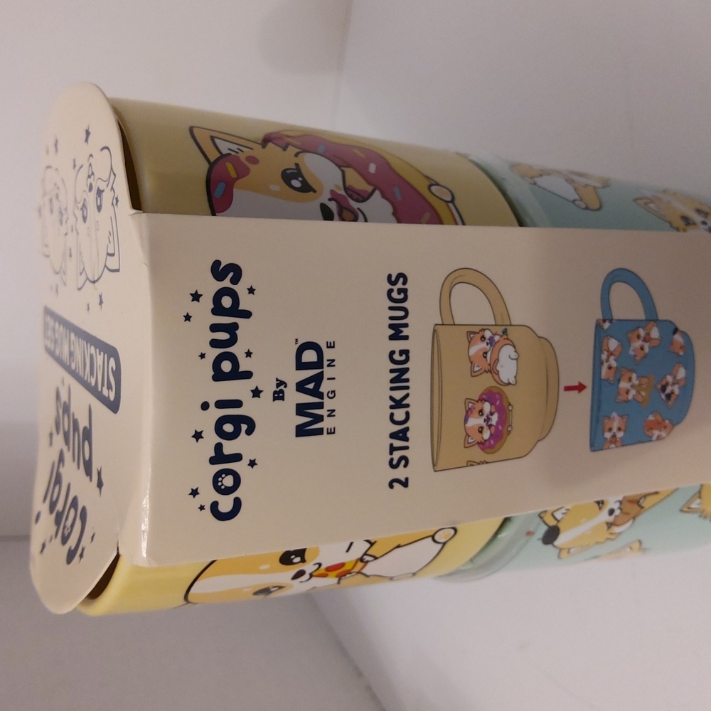 Mad Engine Corgi Pups Stackable Mug Set - NIB - Picture 5 of 5